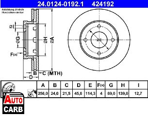 Δισκοπλακα ATE 24012401921 για MITSUBISHI COLT 2002-2012, SMART FORFOUR 2004-2006