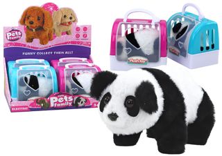 Interactive Plush Panda In Pink Blue Transporter