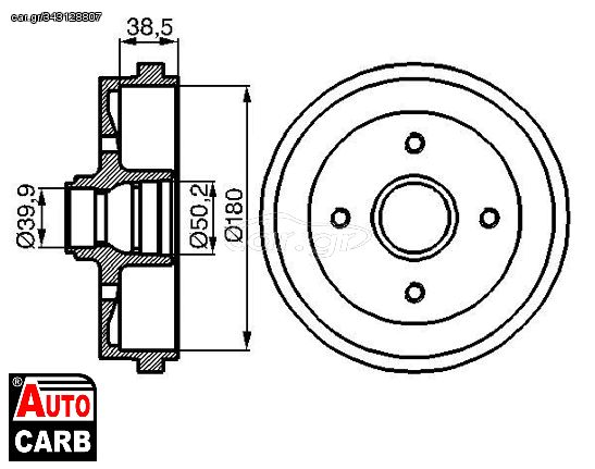 Ταμπουρο BOSCH 0986477002 για AUDI 50 1974-1978, AUDI 80 1972-1987, AUDI 90 1984-1988