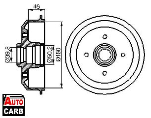 Ταμπουρο BOSCH 0986477015 για FORD ESCORT 1980-1994, FORD ORION 1983-1990