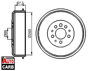 Ταμπουρο BOSCH 0986477046 για VW CALIFORNIA 1990-2004, VW TRANSPORTER 1990-2004