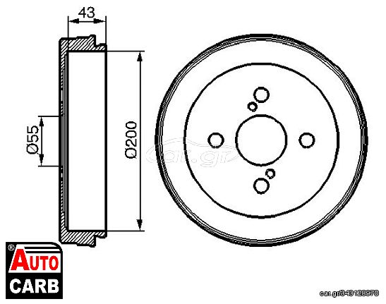 Ταμπουρο BOSCH 0986477138 για TOYOTA bB 2000-2005, TOYOTA ECHO 1999-2006, TOYOTA IST 2002-2007