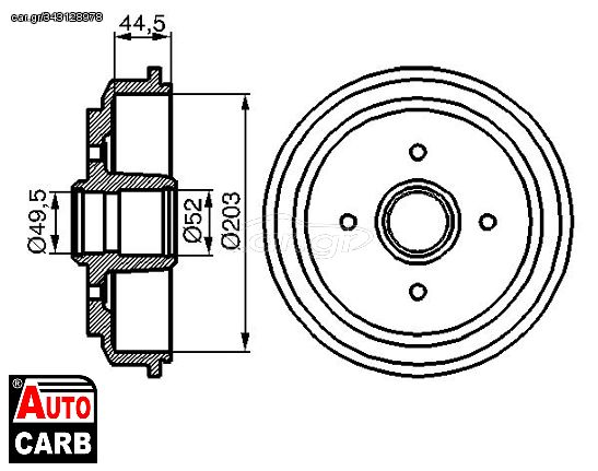 Ταμπουρο BOSCH 0986477149 για FORD FIESTA 2001-2014, FORD FUSION 2002-2012, MAZDA 2 2003-2007