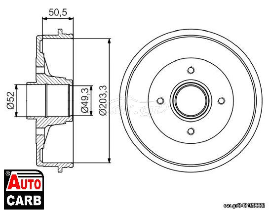 Ταμπουρο BOSCH 0986477196 για NISSAN MICRA 2002-2010, NISSAN NOTE 2005-2013