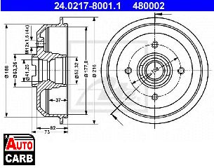 Ταμπουρο ATE 24021780011 για FORD FIESTA 1976-1995