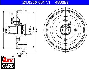 Ταμπουρο ATE 24022000171 για AUDI 80 1986-1991, AUDI 90 1987-1991