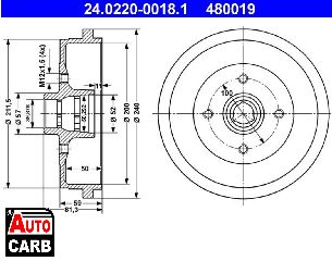 Ταμπουρο ATE 24022000181 για AUDI 80 1972-1987, AUDI COUPE 1980-1988, SEAT CORDOBA 1993-2002