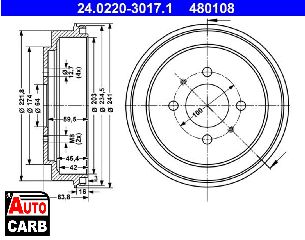 Ταμπουρο ATE 24022030171 για MITSUBISHI CARISMA 1995-2006, MITSUBISHI COLT 1992-2004, MITSUBISHI LANCER 1988-2003