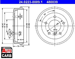 Ταμπουρο ATE 24022300091 για MERCEDES-BENZ T1 1977-1996