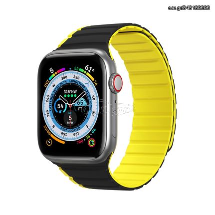 Magnetic Apple Watch Ultra, SE, 9, 8, 7, 6, 5, 4, 3, 2, 1 (49, 45, 44, 42 mm) Dux Ducis Strap (LD Version) - black and yellow