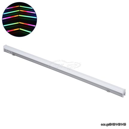 GloboStar® DIGI-BAR 90214 Ψηφιακή Μπάρα Φωτισμού Wall Washer Digital Pixel Facade Tuber Bar LED 12W 720lm 180° DC 24V Αδιάβροχο IP65 L100 x W3 x H4.5cm RGB DMX512 - Ασημί με Οπάλ Λευκό Κάλυμμα - 3 Yea