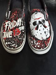 Vans x Friday The 13th Classic Slip On Sneakers Jason Voorhees Mens #44