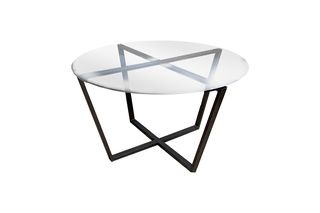 Τραπέζι σαλονιού "QUENDY" από μέταλλο/γυαλί σε μαύρο χρώμα Φ90x45
