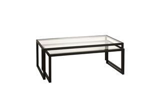 Τραπέζι σαλονιού "REDRO" από μέταλλο/γυαλί σε μαύρο χρώμα 100x40x45