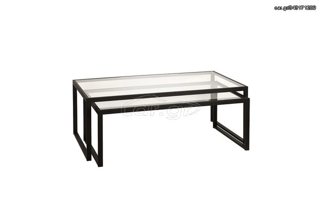 Τραπέζι σαλονιού "REDRO" από μέταλλο/γυαλί σε μαύρο χρώμα 100x40x45