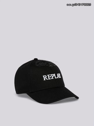 REPLAY Ανδρικό Καπέλο REPLAY Logo Μαύρο