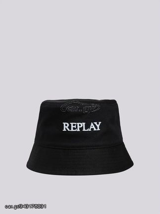 REPLAY Ανδρικό Καπέλο Bucket Hat In Twill Μαύρο