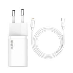 Φορτιστής BASEUS SUPER SI NETWORK CHARGER PD20W + LIGHTNING CABLE ΛΕΥΚΟ