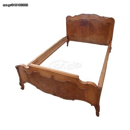 Χειροποιήτο διπλό σκαλιστό κρεβάτι 190×130, 19ου αίωνα (1800-1900)