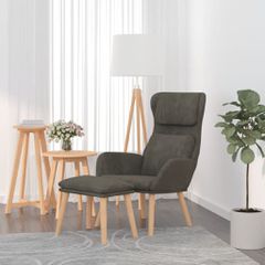 Πολυθρόνα Relax Σκούρο Γκρι Βελούδινη με Σκαμπό 3097821