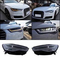 Μπροστινά Φανάρια Set Για Audi A6 4G C7 11-18 DRL Full Led Matrix Design & Dynamic Φλας Μαύρα Με Μοτέρ Carner-thumb-8