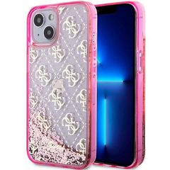 Guess Liquid Glitter 4G Transculent case for iPhone 14 - pink