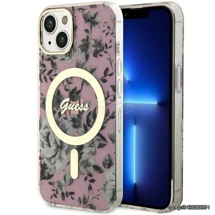 Guess Flower MagSafe-Hülle für iPhone 14 – Rosa