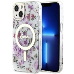 Guess Flower MagSafe case for iPhone 14 - transparent