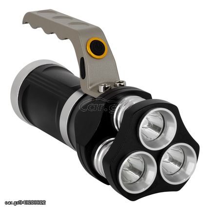 GloboStar® 79025 EXTREME Φορητός Επαναφορτιζόμενος Φακός LED CREE XHP50 30W 3000lm με 3 Modes & 3 x Μπαταρίες 18650 20400mAh Li-ion και με Φόρτιστή Αυτοκινήτου & Πρίζας Αδιάβροχος IP65 Ψυχρό Λ