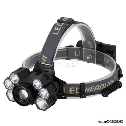 GloboStar® 79061 Φακός Κεφαλής Επαναφορτιζόμενος Zoom LED CREE XML2-T6 Chip 90 Watt 9000lm με 2 x 18650 Μπαταρίες 13600mAh Ψυχρό Λευκό 6000K