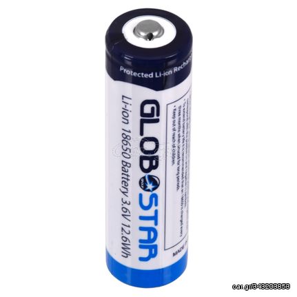 GloboStar® 79091 Επαναφορτιζόμενη Μπαταρία Λιθίου 18650 3600mAh Li-ion 3.6V 12.6Wh με Overcharge / Discharge Προστασία-thumb-1