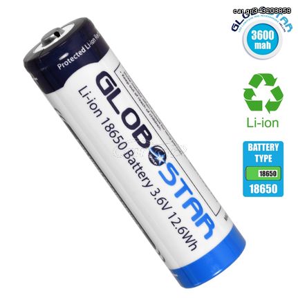 GloboStar® 79091 Επαναφορτιζόμενη Μπαταρία Λιθίου 18650 3600mAh Li-ion 3.6V 12.6Wh με Overcharge / Discharge Προστασία-thumb-4