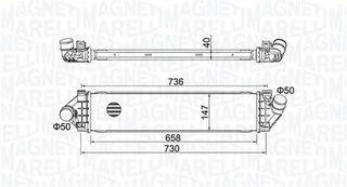 Ψυγείο αέρα υπερπλήρωσης VOLVO S60 II, S80 II, V60 I, V70 III; FORD C-MAX II, FOCUS C-MAX, FOCUS II, GALAXY II, GALAXY MK II, KUGA I, KUGA II, MONDEO IV, S-MAX 1.6D-2.5 10.03-06.19