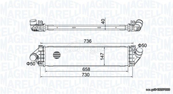 Ψυγείο αέρα υπερπλήρωσης VOLVO S60 II, S80 II, V60 I, V70 III; FORD C-MAX II, FOCUS C-MAX, FOCUS II, GALAXY II, GALAXY MK II, KUGA I, KUGA II, MONDEO IV, S-MAX 1.6D-2.5 10.03-06.19