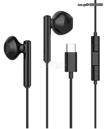 Celebrat Universal Handsfree Ακουστικά Earbuds με Υποδοχή Type-C και Μικρόφωνο 1.2m Black
