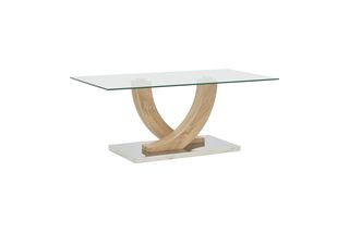 Τραπέζι σαλονιού "KASMORA" από ξύλο/γυαλί σε φυσικό χρώμα 110x60x45