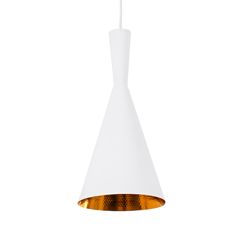 GloboStar® SHANGHAI WHITE 01026-C Μοντέρνο Κρεμαστό Φωτιστικό Οροφής Μονόφωτο 1 x E27 Λευκό Μεταλλικό Καμπάνα Φ19 x Υ38cm