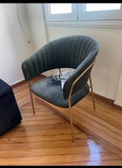 Καρέκλα πράσινο βελούδο με χρυσό μέταλλο