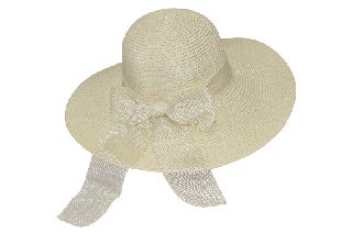 Πλατύγυρο καπέλο με λινή κορδέλα OFF WHITE