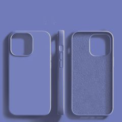 Original Liquid Silicone Case For iPhone 14 13 12 11 Max Bumper Shockproof Soft Cover color: purple