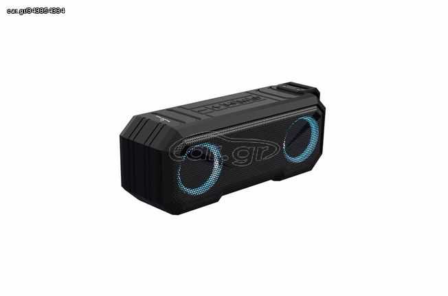 POWERTECH portable speaker & power bank PT-988 16W RMS, FM, RGB, IPX7, black PT-988