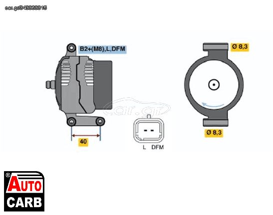 Δυναμό BOSCH 0124415014 για RENAULT MEGANE 1995-2008, RENAULT Megane 2000-2003, RENAULT MEGANE 1996-2001