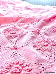 Ρόζ μάλλινη κουβέρτα Χειροποίητη- βελονάκι