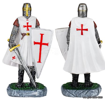 Φιγούρα Διακοσμητική Tole10 White Shield-sword resin Templar Knight 30cm, 39540