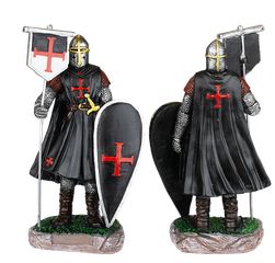 Φιγούρα Διακοσμητική Tole10 Shield-flag resin black Templar Knight 18cm, 39524