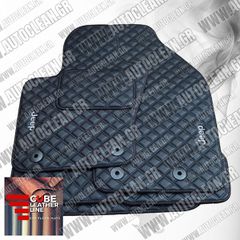 JEEP COMPASS 2007-2016 ΠΑΤΑΚΙΑ ΤΕΧΝΟΔΕΡΜΑ CUBE ΜΑΥΡΟ ΜΕ ΑΣΠΡΗ ΡΑΦΗ ΠΕΡΙΜΜΕΤΡΙΚΑ - ΑΣΠΡΟ ΚΕΝΤΗΜΑ JEEP ΣΕΤ 4ΤΜΧ