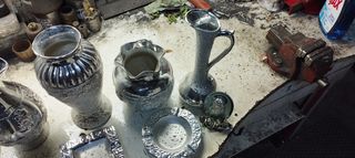 Σετ διακοσμητικά ασημένια πορσελάνινα 