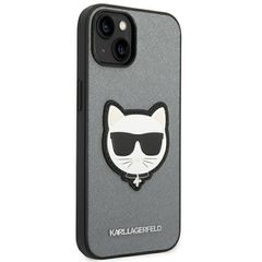 Karl Lagerfeld Saffiano Choupette Head Patch case for iPhone 14 Plus - silver-thumb-3