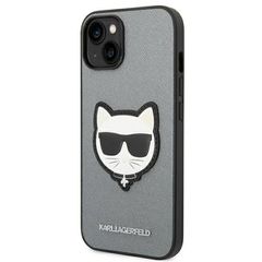Karl Lagerfeld Saffiano Choupette Head Patch case for iPhone 14 Plus - silver-thumb-1