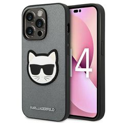 Karl Lagerfeld Saffiano Choupette Head Patch case for iPhone 14 Pro - silver-thumb-0